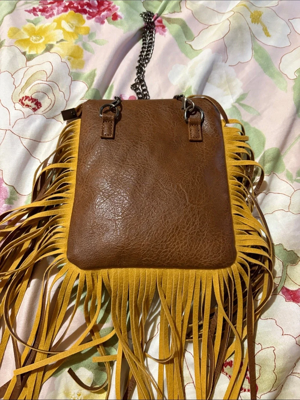 Source Unknown Brown Faux-Leather Fringe Crossbody with Tassel and Studs - Picture 2 of 2